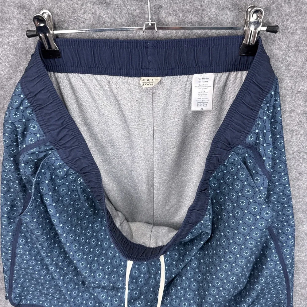 Fair Harbor Mens XL Navy Blue Geometric Tile Print‎ Board Shorts Swim Trunks